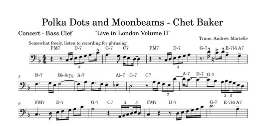 Polka Dots and Moonbeams - Chet Baker Melody and Solo Transcription